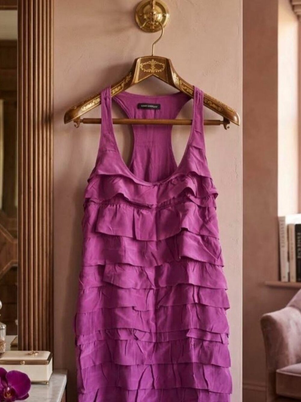 Flavio Castellani purple ruffle dress, M